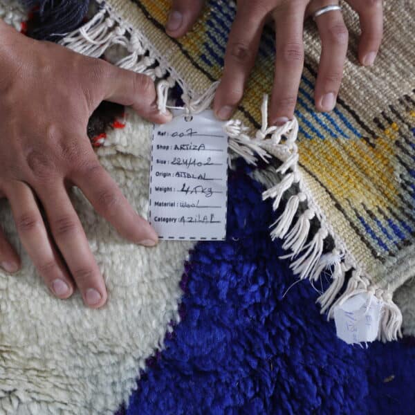 Azilal Rug 7.3×3.3 ft – Moroccan Wool with Colorful Geometric Motifs - Image 5