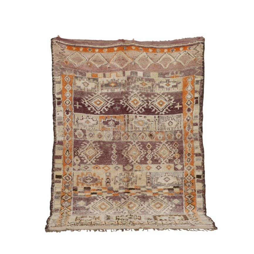 Azou Carpet 7.5×5.2 ft vintage Moroccan wool rug earthy geometric Berber patterns