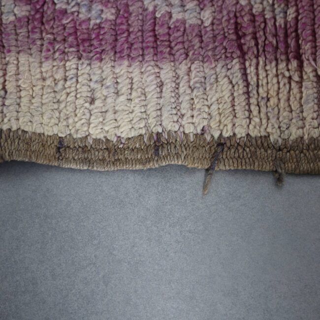 Vintage Boujaad Rug 12.1×4.4 ft – Moroccan Wool in Pink & Blue Geometric Design - Image 7