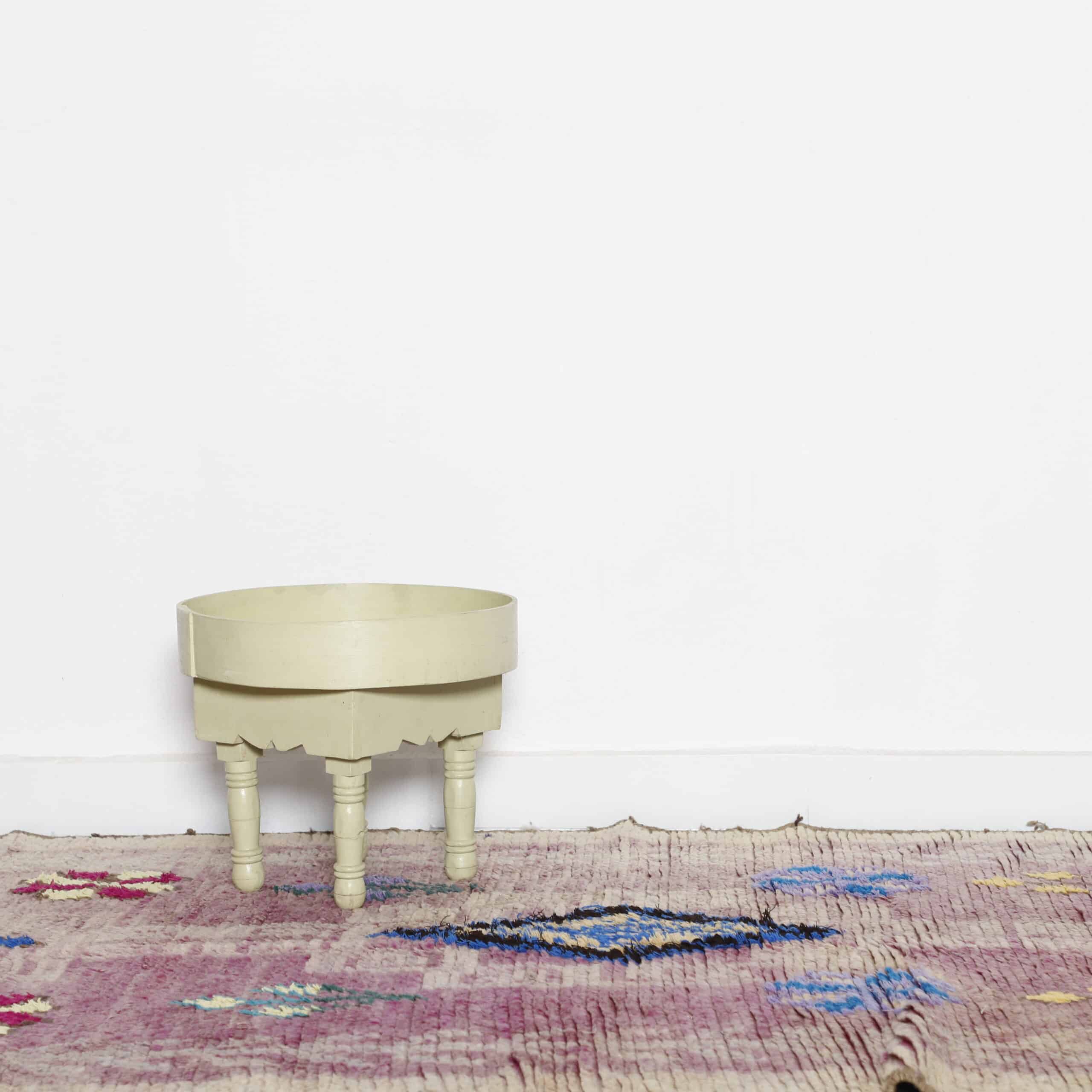 Vintage Boujaad Rug 12.1×4.4 ft – Moroccan Wool in Pink & Blue Geometric Design - Image 9