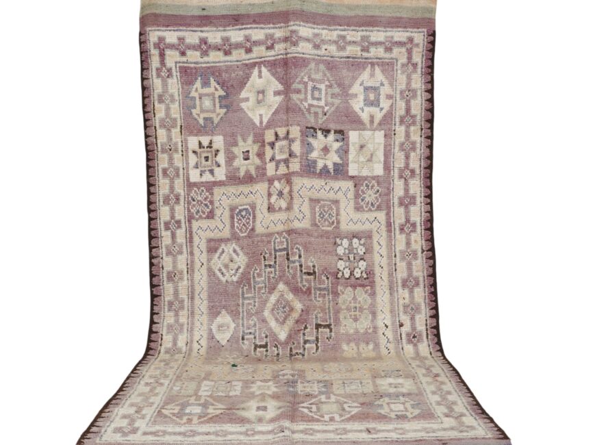 Bousbaa Rug 12.5×5.2 ft Moroccan wool lavender geometric design