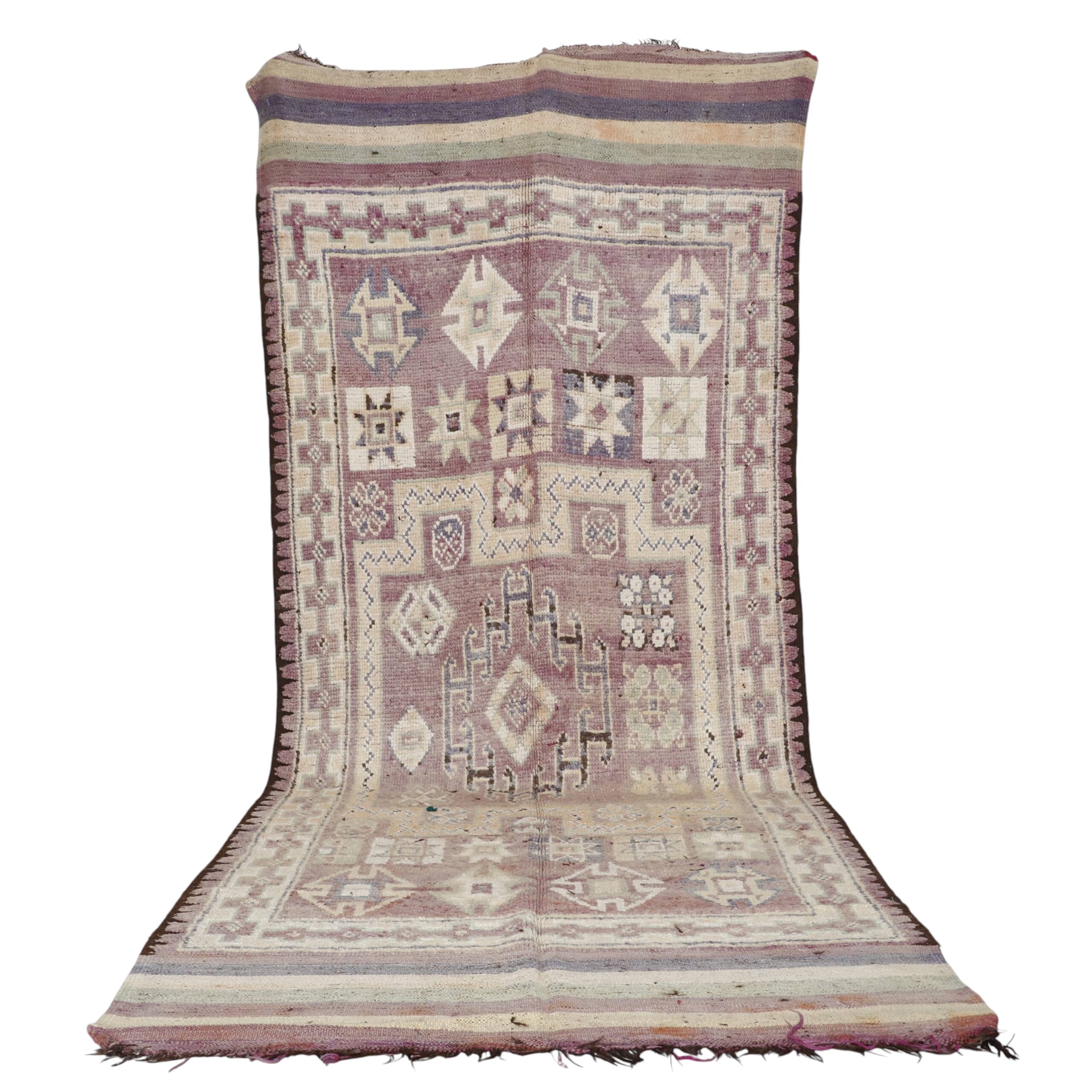 Bousbaa Rug 12.5×5.2 ft Moroccan wool lavender geometric design