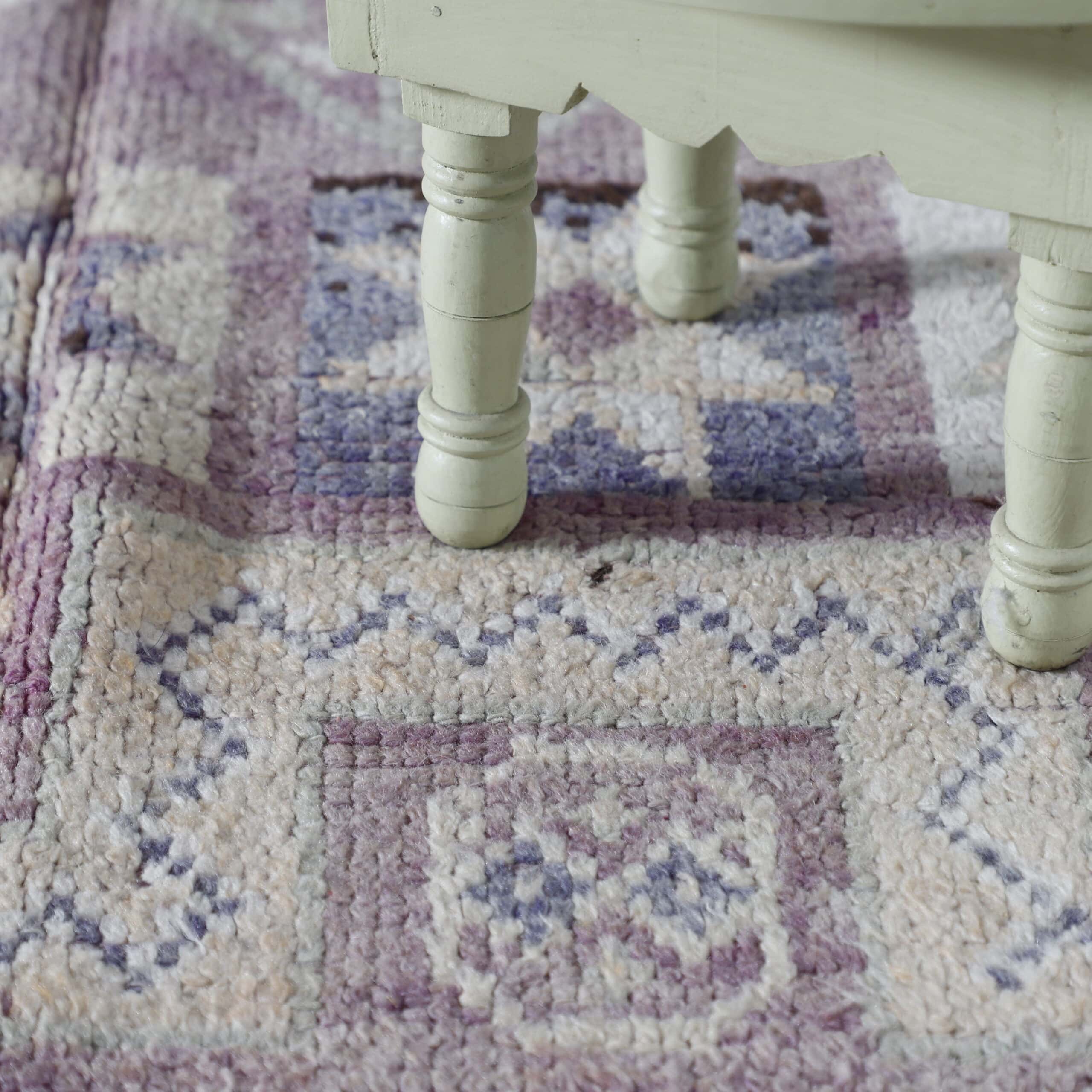 Bousbaa Rug 12.5×5.2 ft – Moroccan Wool in Pastel Lavender & Geometric Patterns - Image 3