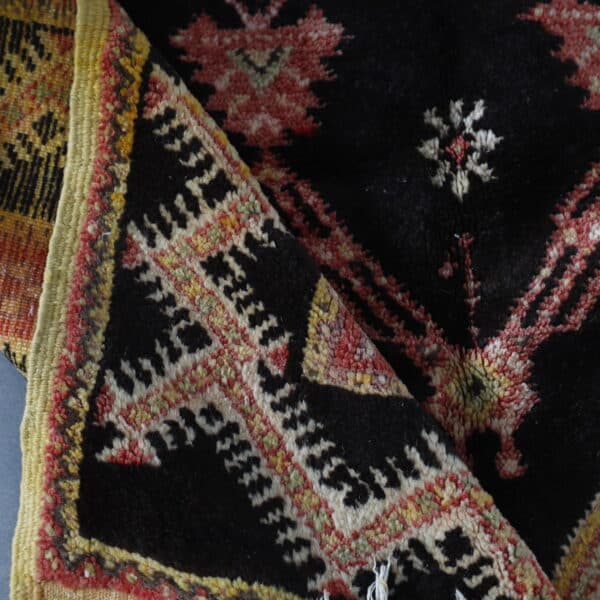 Dark-Tone Moroccan Taznakht Vintage Rug 6.6×3.4 ft – Hand-Knot Wool, Tribal Medallion Design - Image 3
