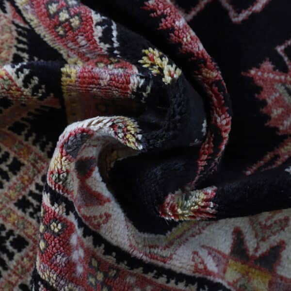 Dark-Tone Moroccan Taznakht Vintage Rug 6.6×3.4 ft – Hand-Knot Wool, Tribal Medallion Design - Image 4