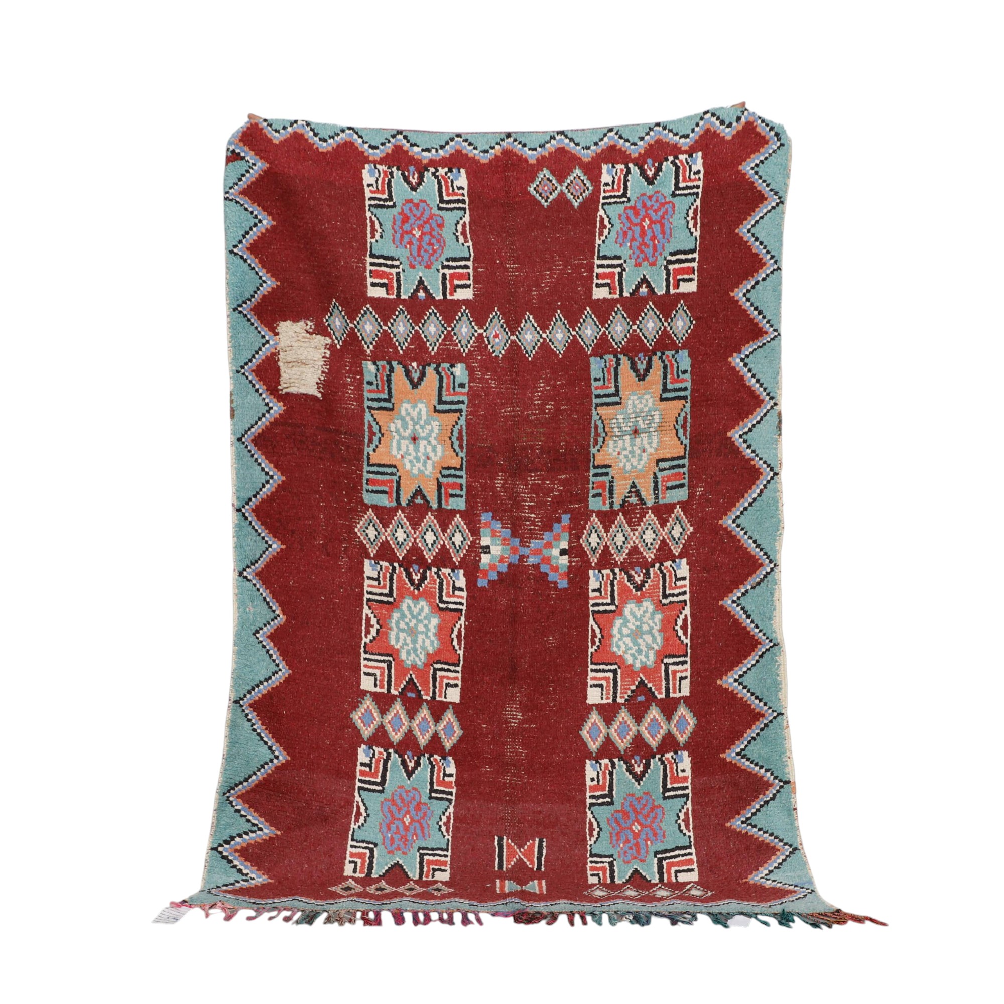 handmade Azilal rug 6.9×4.7 ft tribal wool