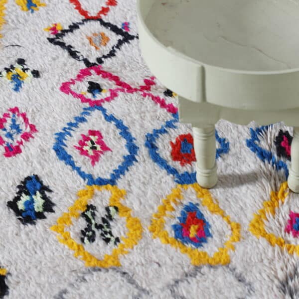 Handmade Azilal Rug 6.8×3.8 ft – Moroccan Berber Colorful Diamond Design - Image 4