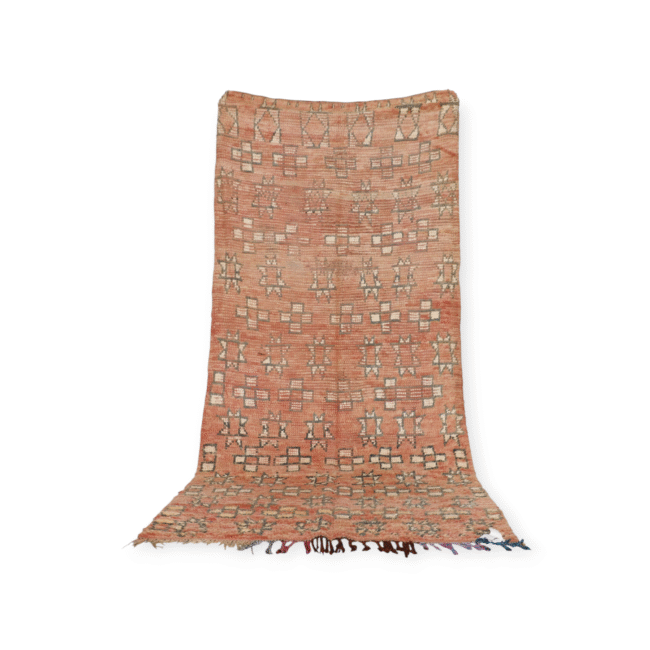 Jewish Carpet 9.8×4.4 ft Moroccan wool terracotta symbolic motifs