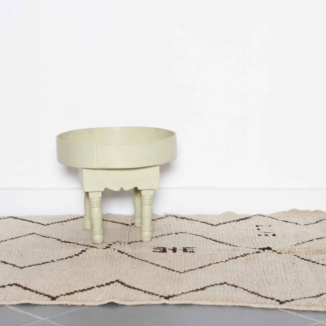 Black and White Azilal Rug 6.8×3.5 ft – Minimalist Moroccan Wool Carpet - Image 4