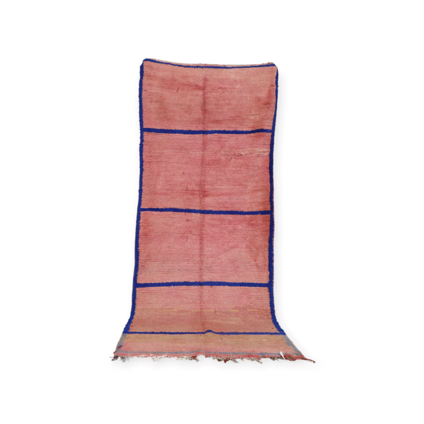 Pink Boujaad Rug 9.5×3.6 Ft Handmade Moroccan Wool
