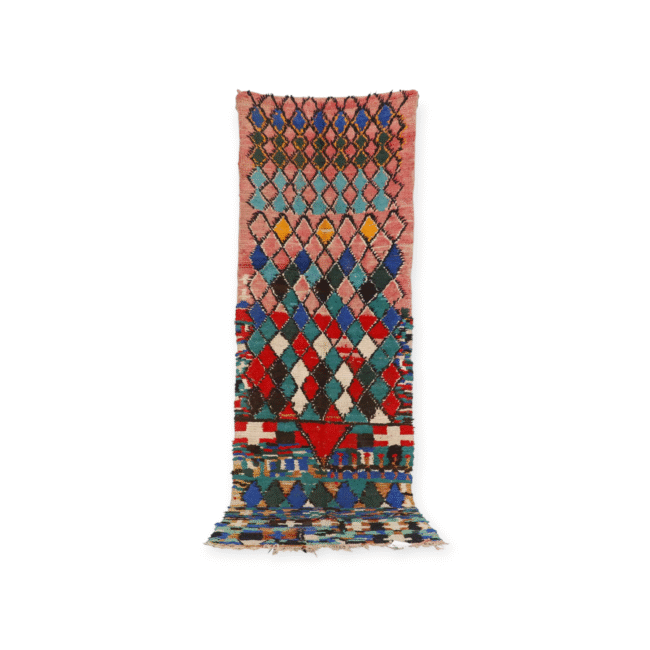 Colorful Vintage Hallway Rug 8.2×2.8 Ft Moroccan Wool
