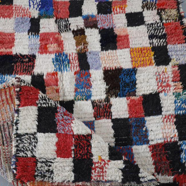 Long Azilal Rug 10.2×4.4 ft – Moroccan Wool in Multicolor Checkered Pattern - Image 6