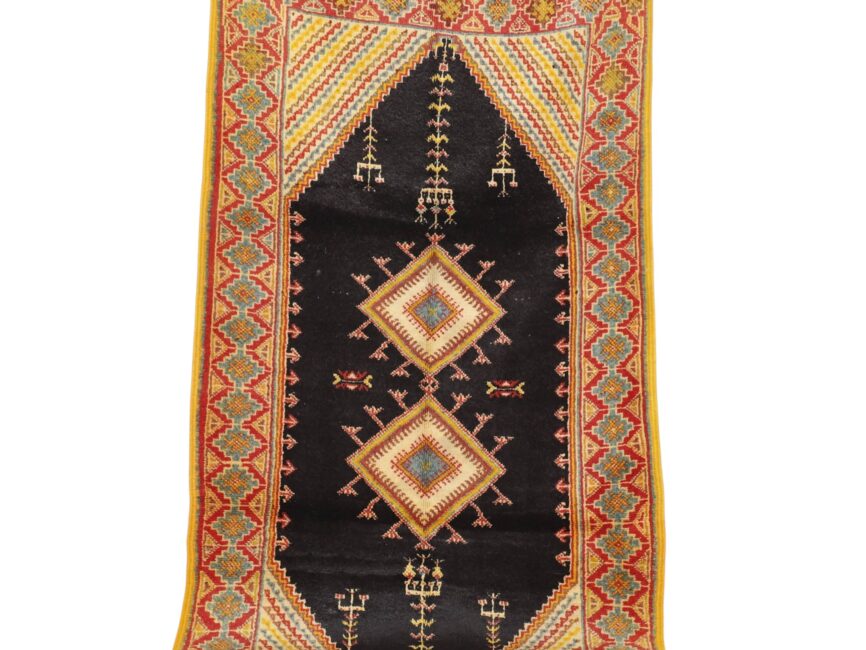 Black Taznakht Rug 6.4×3.5 Ft Handmade Wool