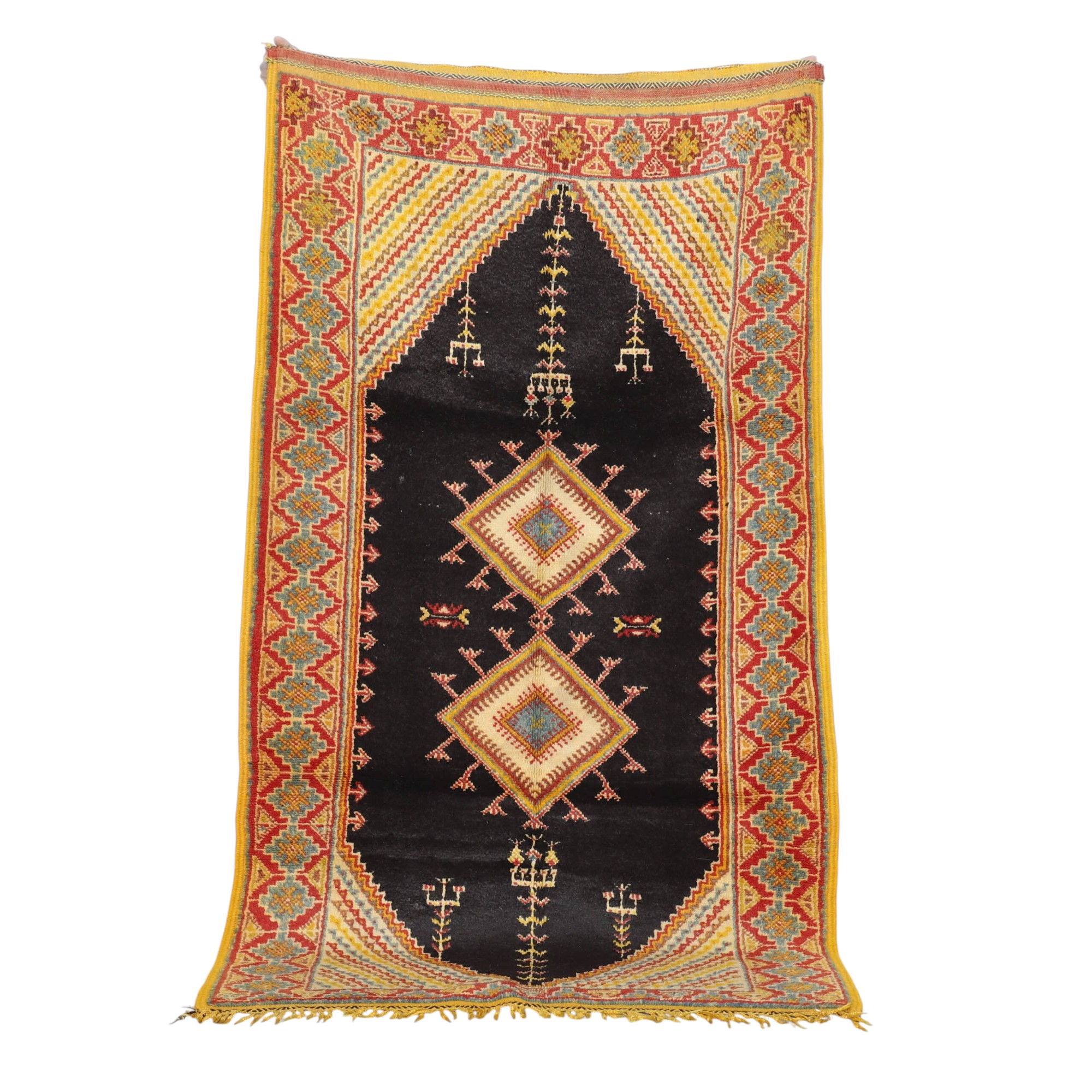 Black Taznakht Rug 6.4×3.5 Ft Handmade Wool