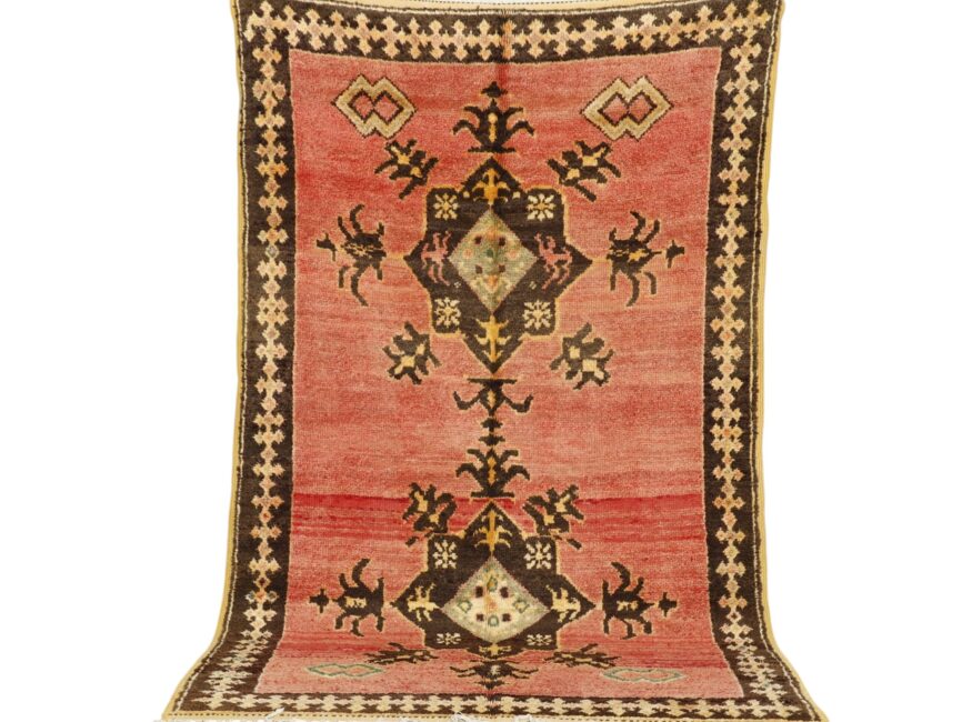Pink Taznakht Rug Vintage Moroccan Wool