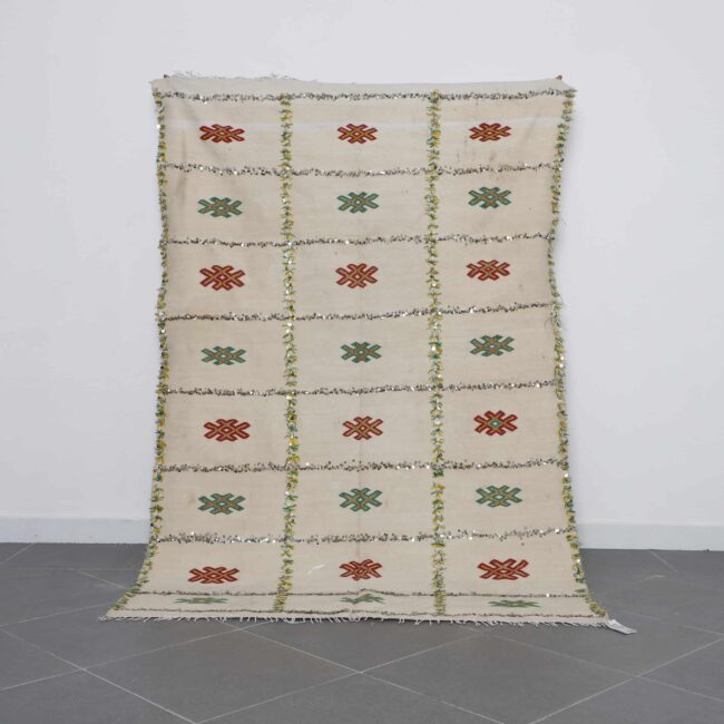 Wedding Blanket 7.4×4.9 Ft Handmade Moroccan Handira Wool