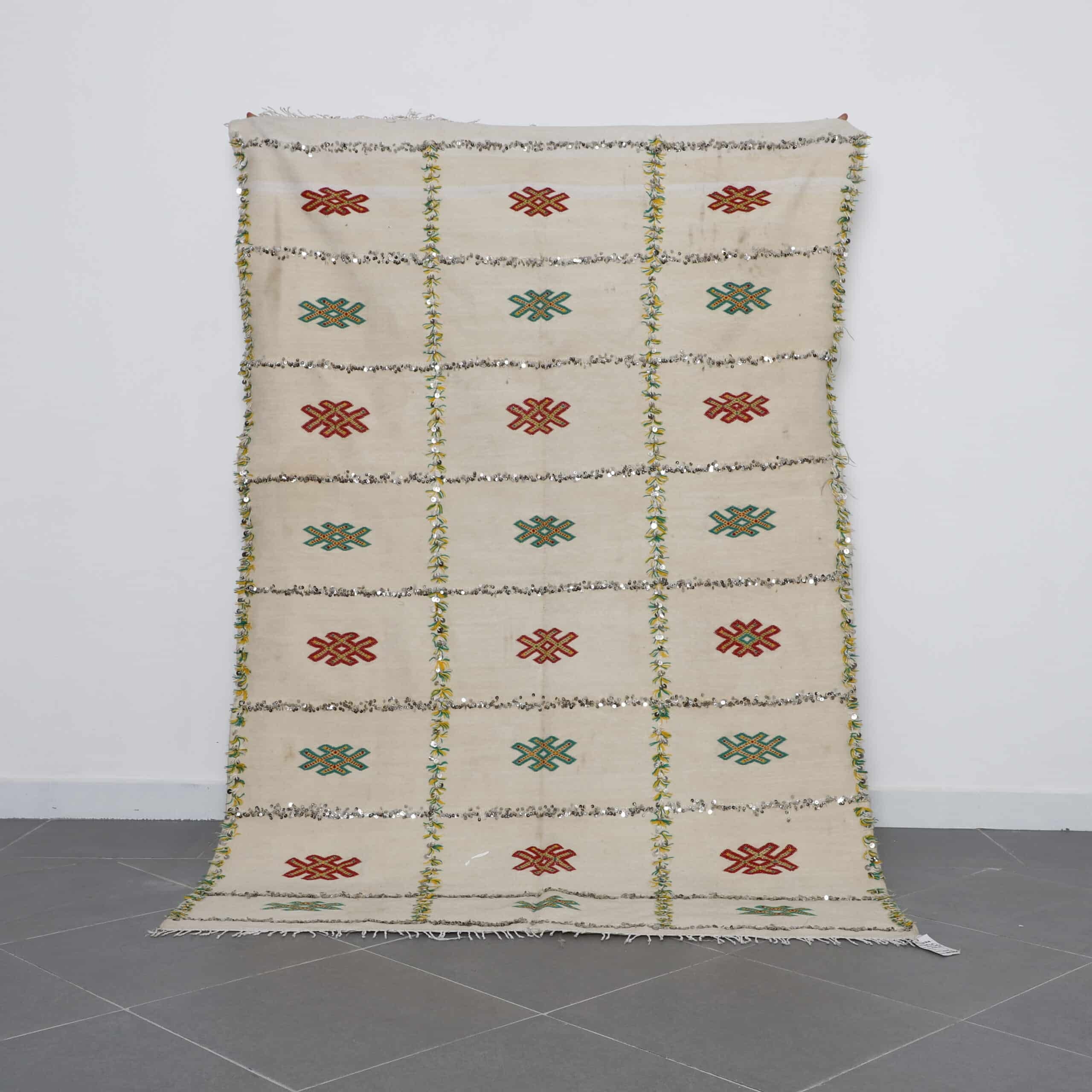 Wedding Blanket 7.4×4.9 Ft Handmade Moroccan Handira Wool