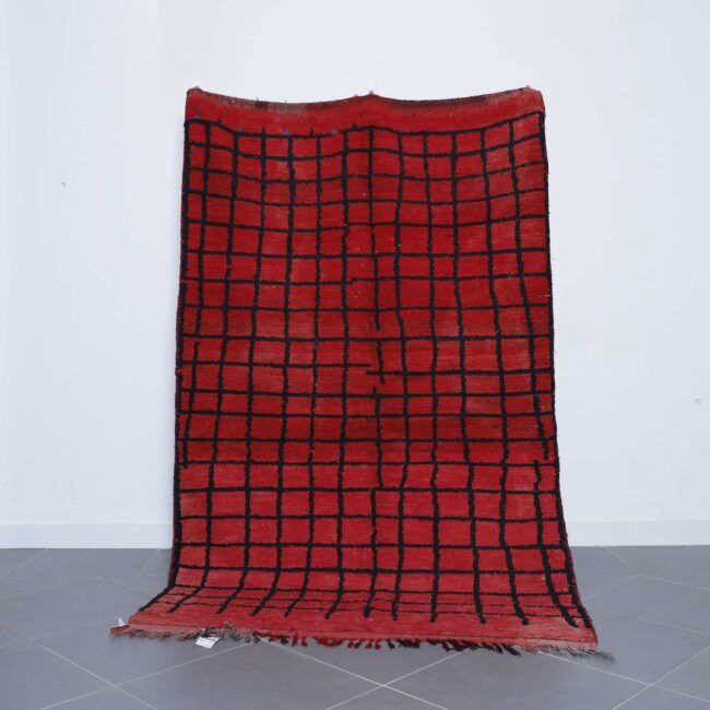 Red Vintage Rug 7.7×4.9 Ft Moroccan Wool