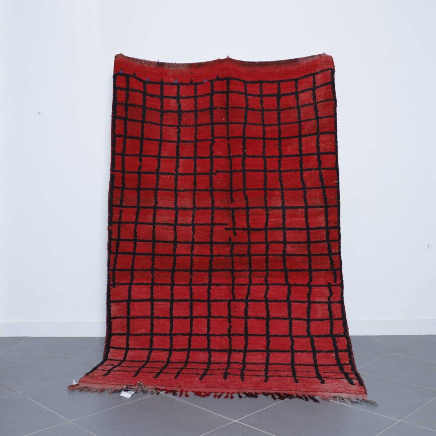 Red Vintage Rug 7.7×4.9 Ft Moroccan Wool