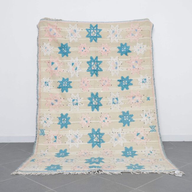 Vintage Tiffelt Kilim Rug 9.2×5.6 Ft Handwoven Moroccan