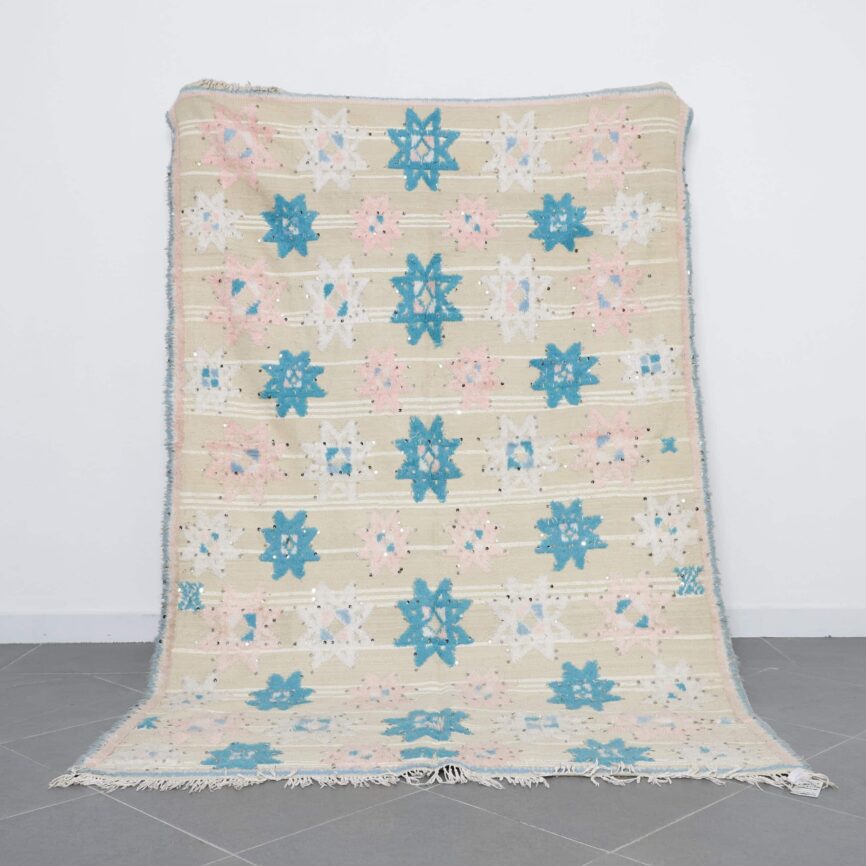 Vintage Tiffelt Kilim Rug 9.2×5.6 Ft Handwoven Moroccan