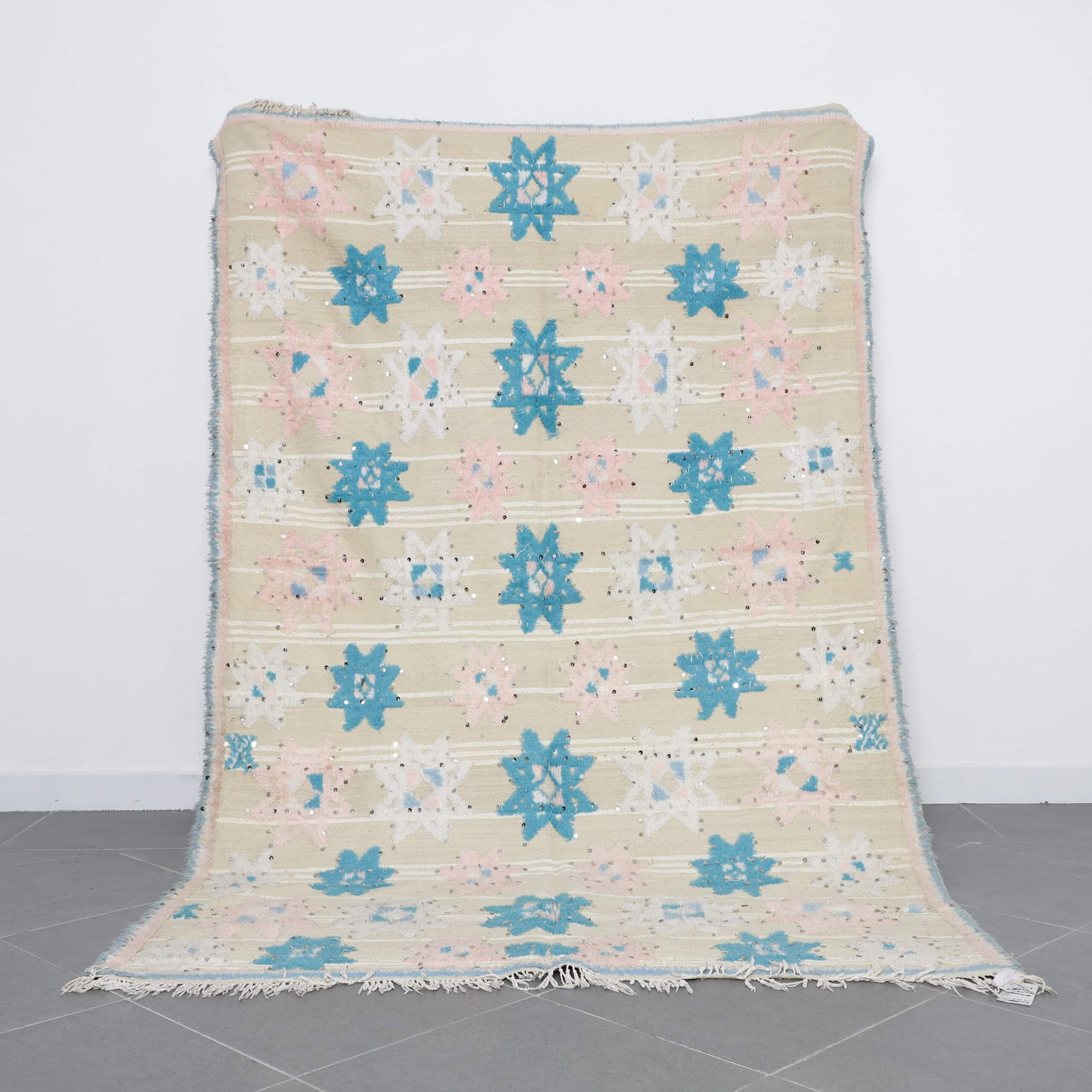 Vintage Tiffelt Kilim Rug 9.2×5.6 Ft Handwoven Moroccan