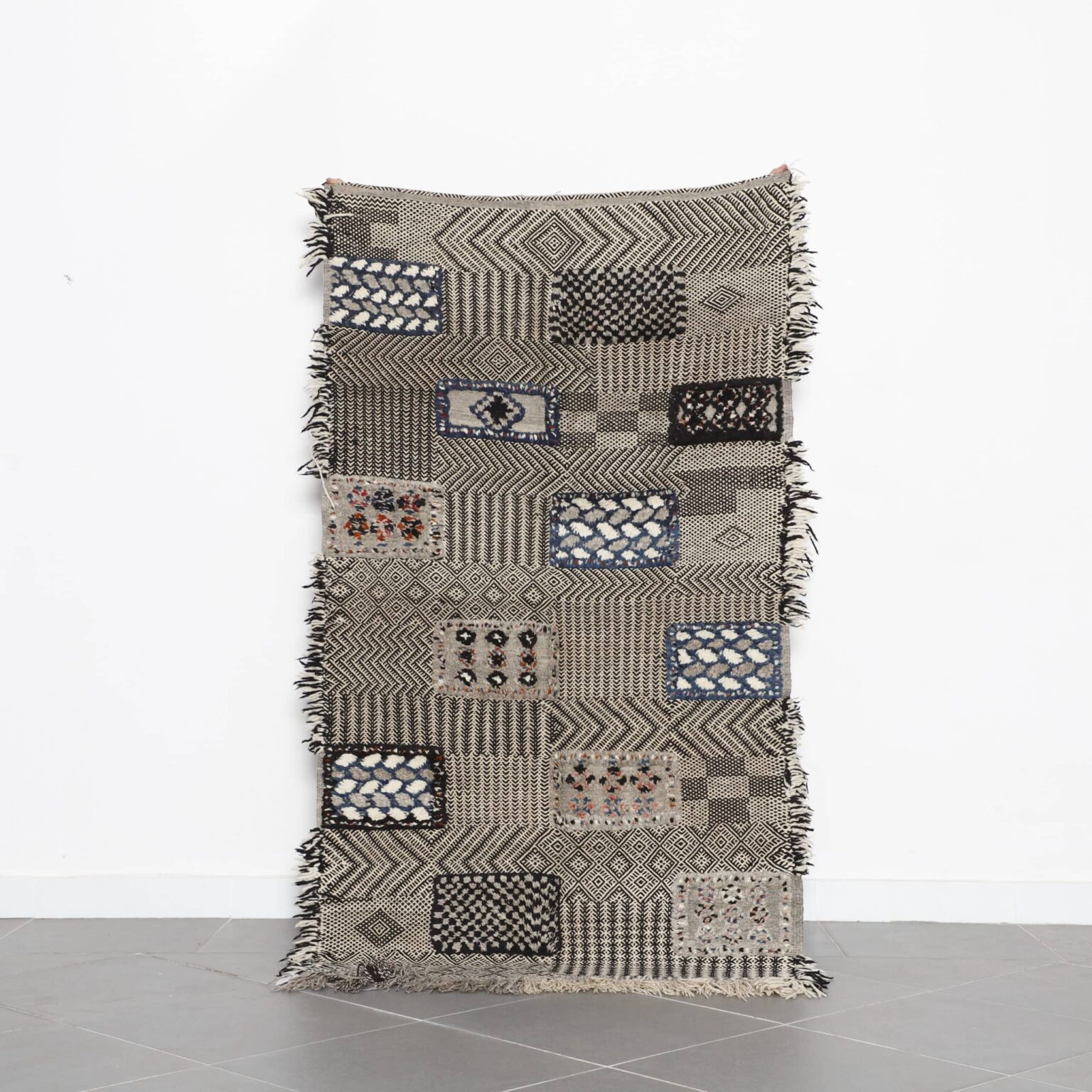 Vintage Zanafi Kilim 6.6×3.6 Ft Moroccan Wool Rug