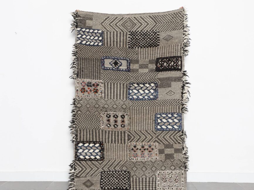 Vintage Zanafi Kilim 6.6×3.6 Ft Moroccan Wool Rug