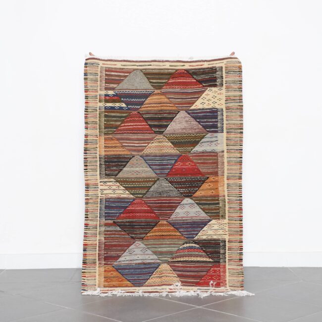 Kilim Rug Picasso 4.9×3.3 Ft Handmade Moroccan Wool