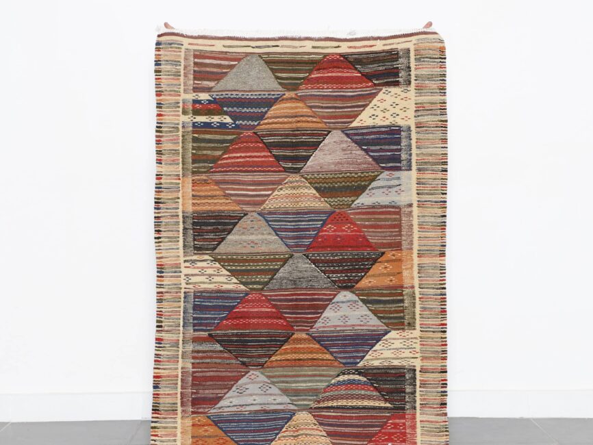 Kilim Rug Picasso 4.9×3.3 Ft Handmade Moroccan Wool
