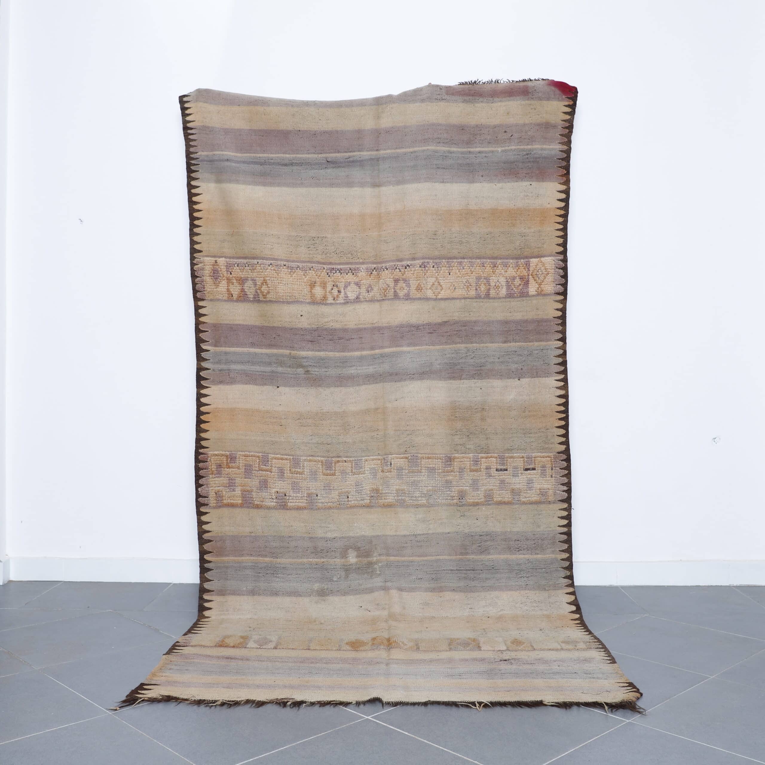 Vintage Zayan Rug 9.8×4.9 Ft Handmade Moroccan Wool