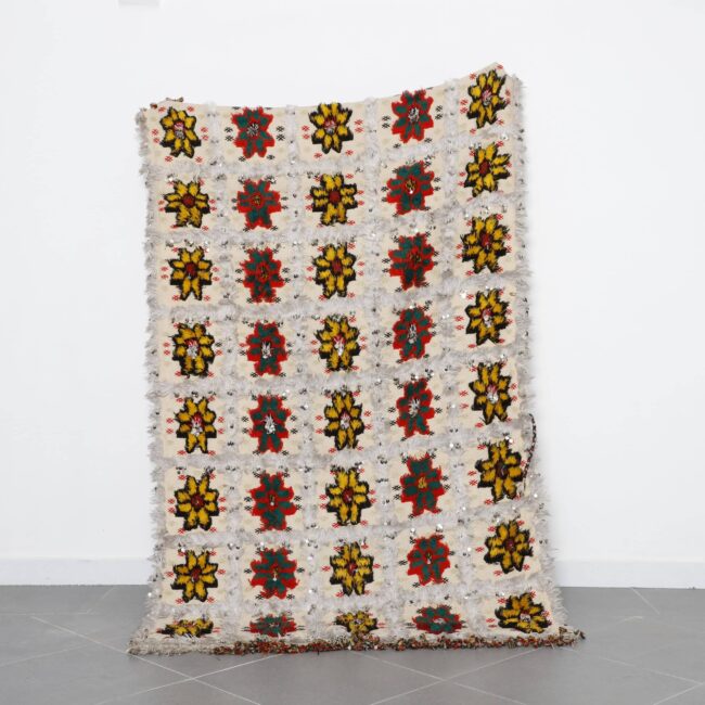 Wedding Blanket 7.3×4.6 Ft Moroccan Handira Wool with Sequins