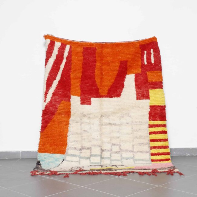 Abstract Boujaad Rug 6.2×5.1 Ft Moroccan Handmade Wool Carpet