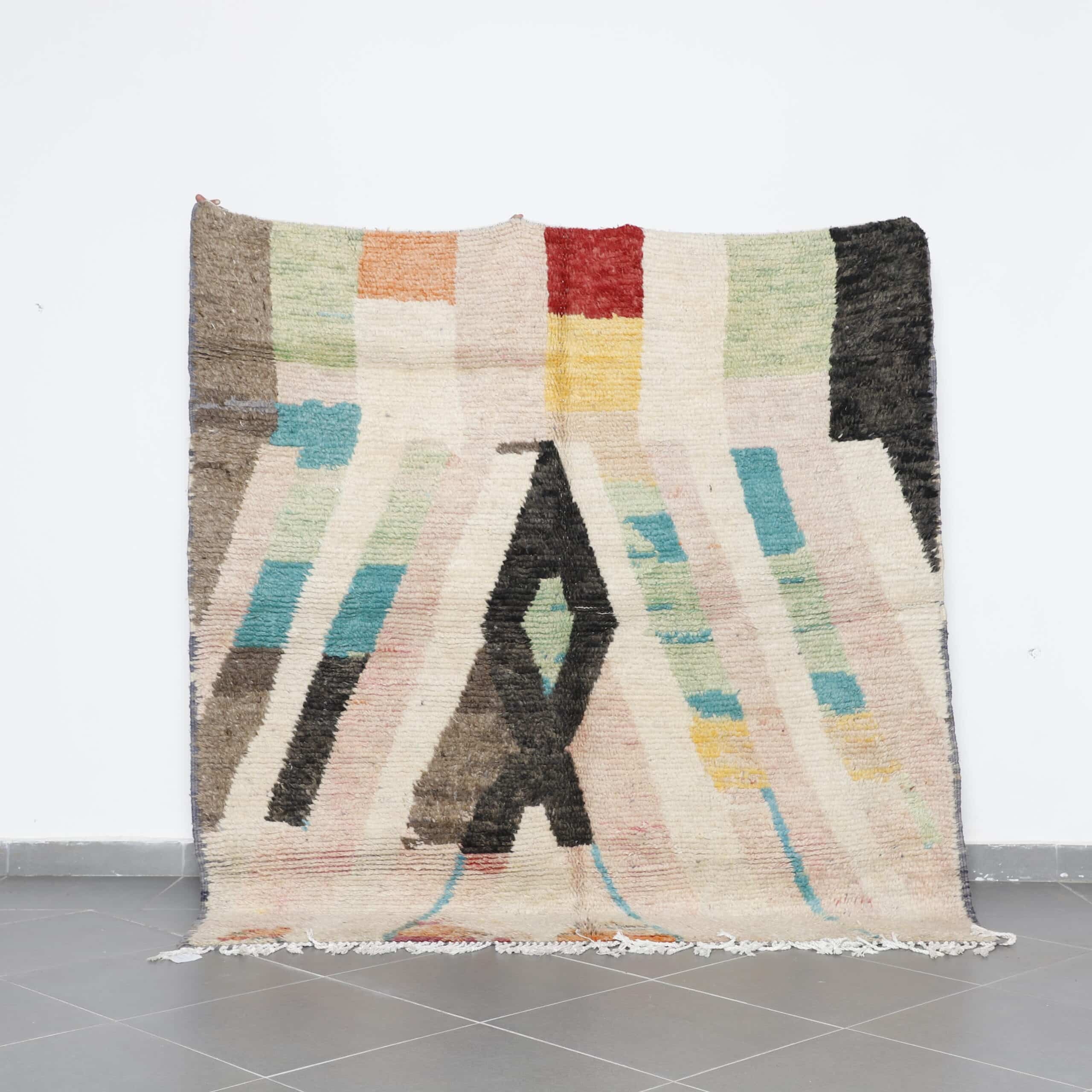 Vintage Boujaad Rug 6.6×6.4 ft Handmade Moroccan Wool