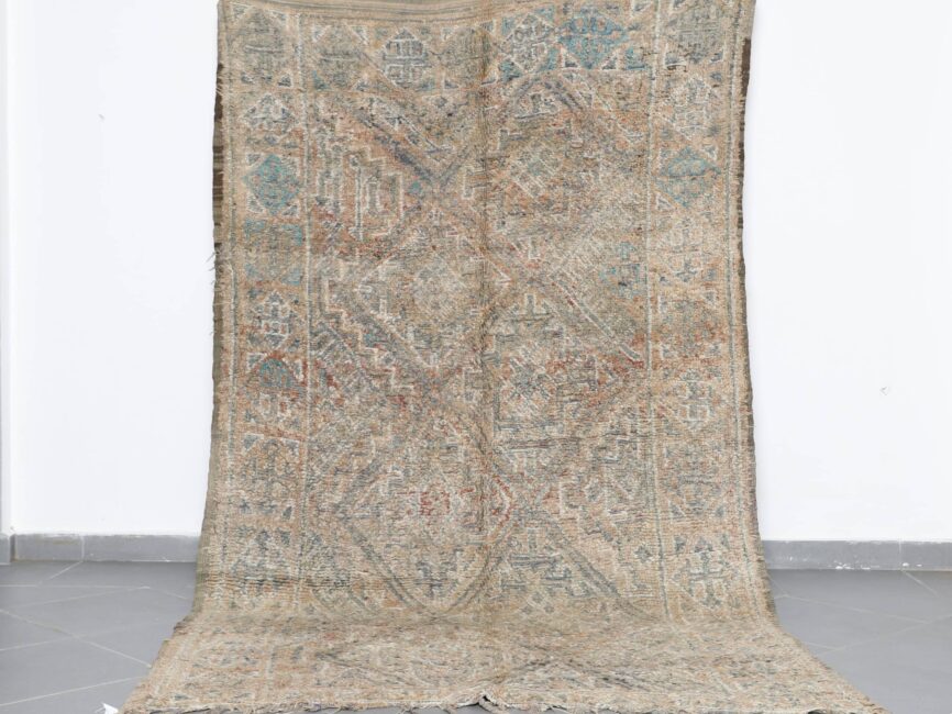 Vintage Beni Mguild Rug 10.2×5.8 Ft Moroccan wool carpet