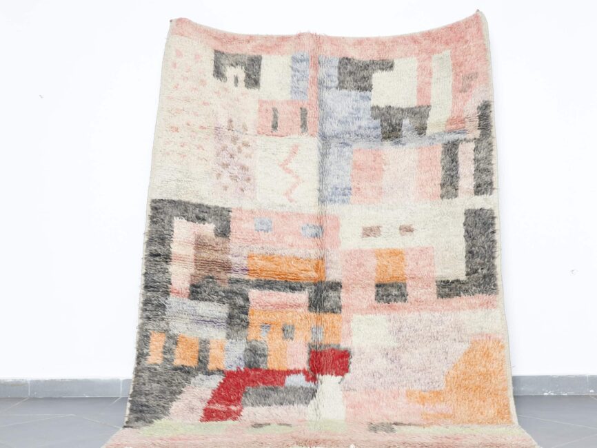 Soft Boujaad Rug 7.5×5.6 Ft handmade Moroccan wool carpet