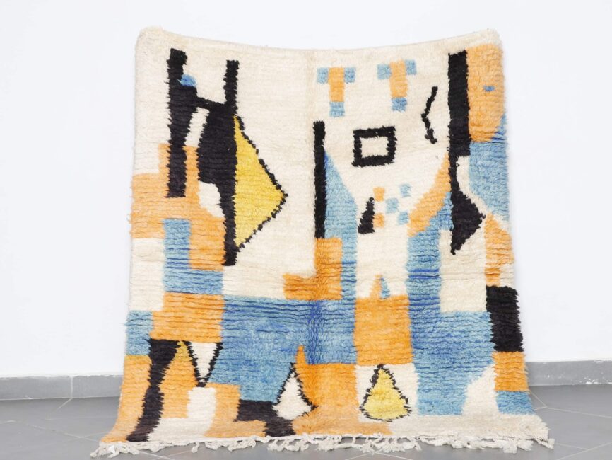 Colorful Boujaad Rug 6.2×5.2 ft Moroccan wool carpet