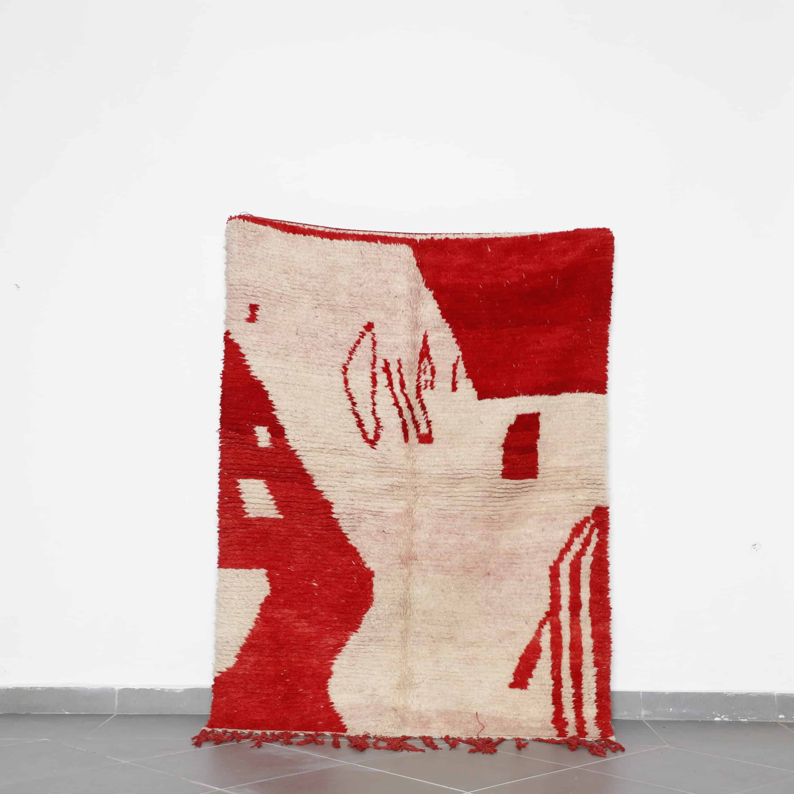 Pink Moroccan Rug 6.4×4.8 Ft Handmade Wool Carpet