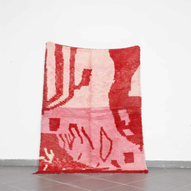 Pink Boujaad Rug 6.4×5.1 Ft Handmade Moroccan Carpet