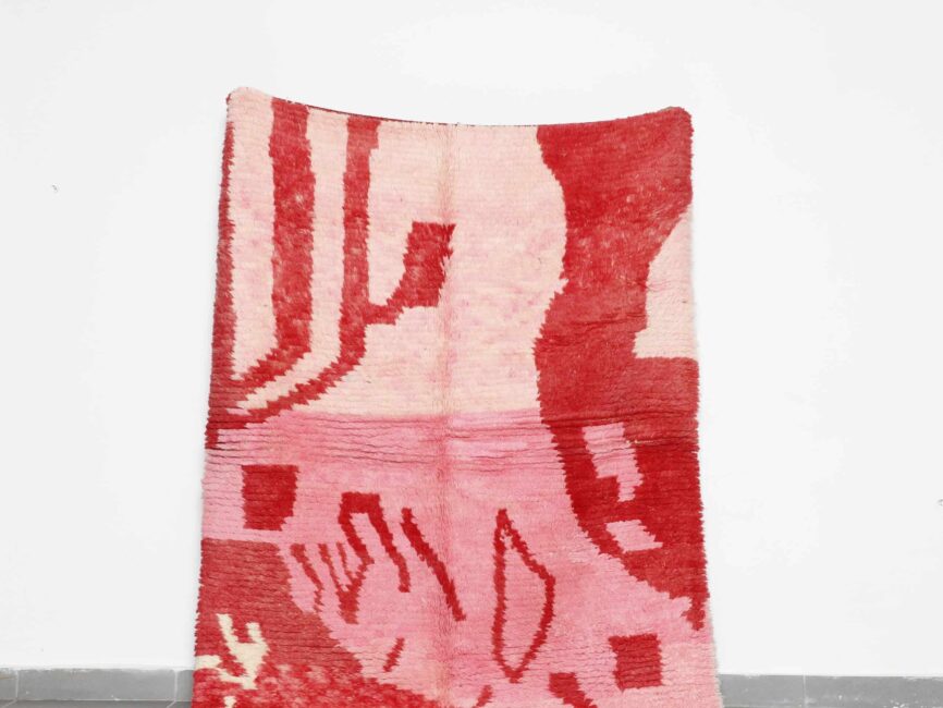 Pink Boujaad Rug 6.4×5.1 Ft Handmade Moroccan Carpet