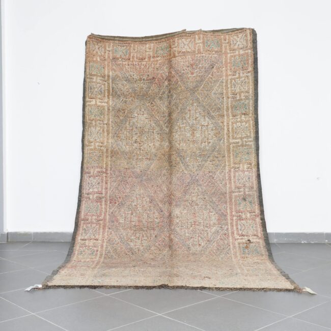 Vintage Beni Mguild Rug 9.8×5.7 Ft Authentic Moroccan Wool Carpet