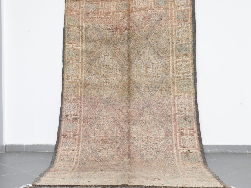 Vintage Beni Mguild Rug 9.8×5.7 Ft Authentic Moroccan Wool Carpet