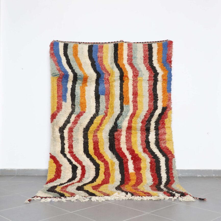 Boujaad Multicolored Rug 8.4×5.6 Ft handmade Moroccan wool