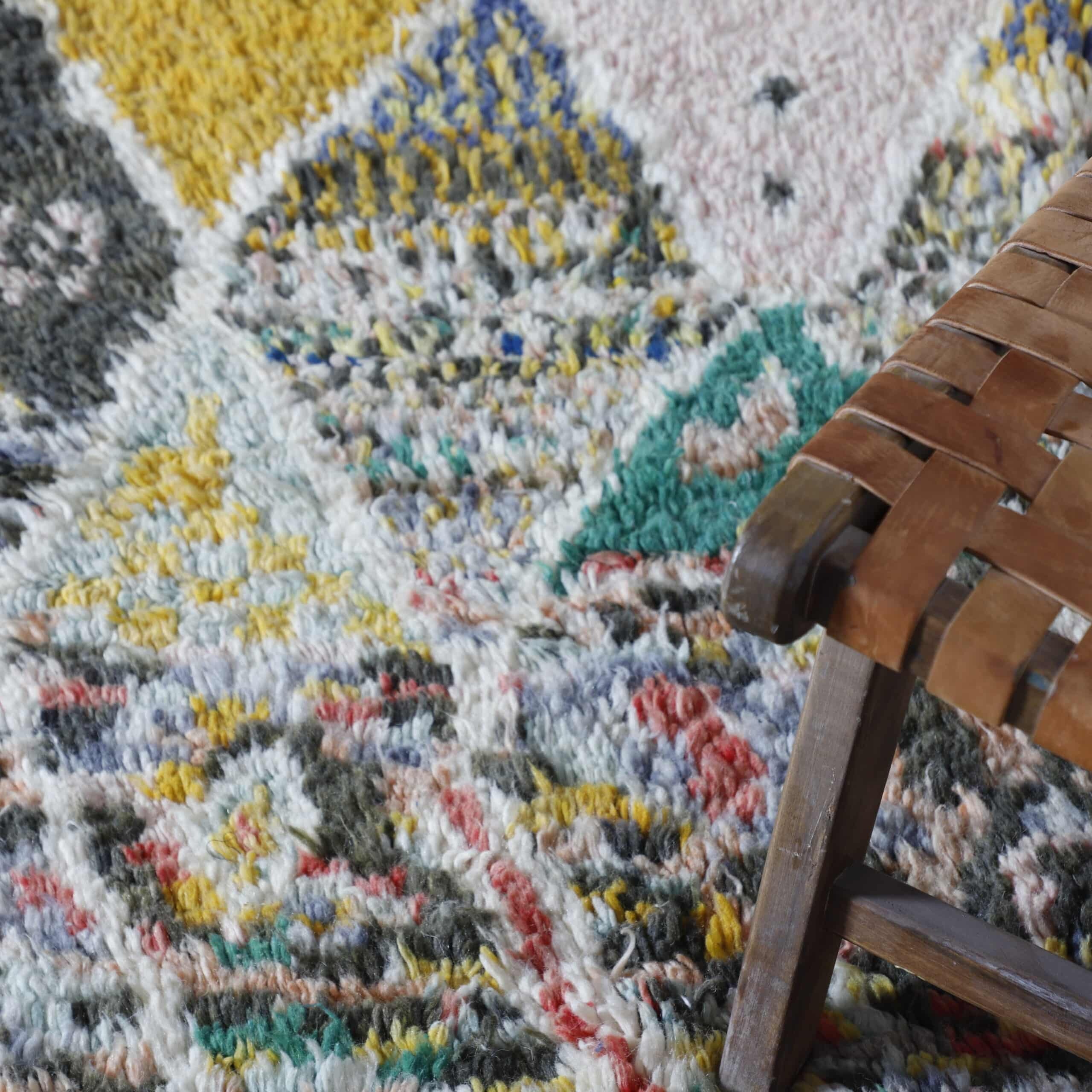 Colorful Boujaad Rug – 7.5×5.2 Ft Handwoven Moroccan Wool Carpet - Image 3