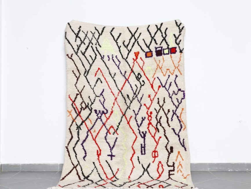 Colorful Azilal Rug 7.9×4.9 Ft handmade Moroccan wool carpet