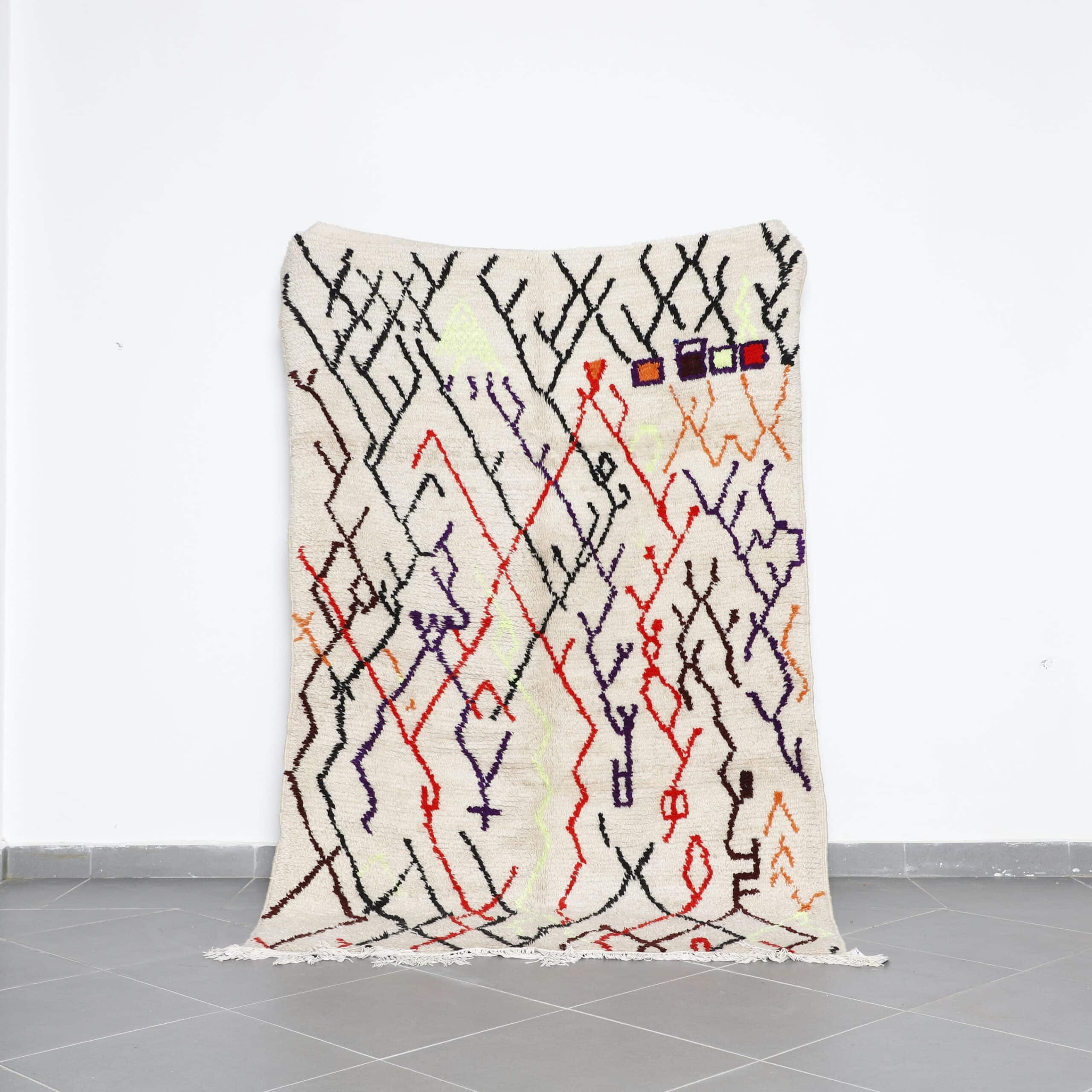 Colorful Azilal Rug 7.9×4.9 Ft handmade Moroccan wool carpet