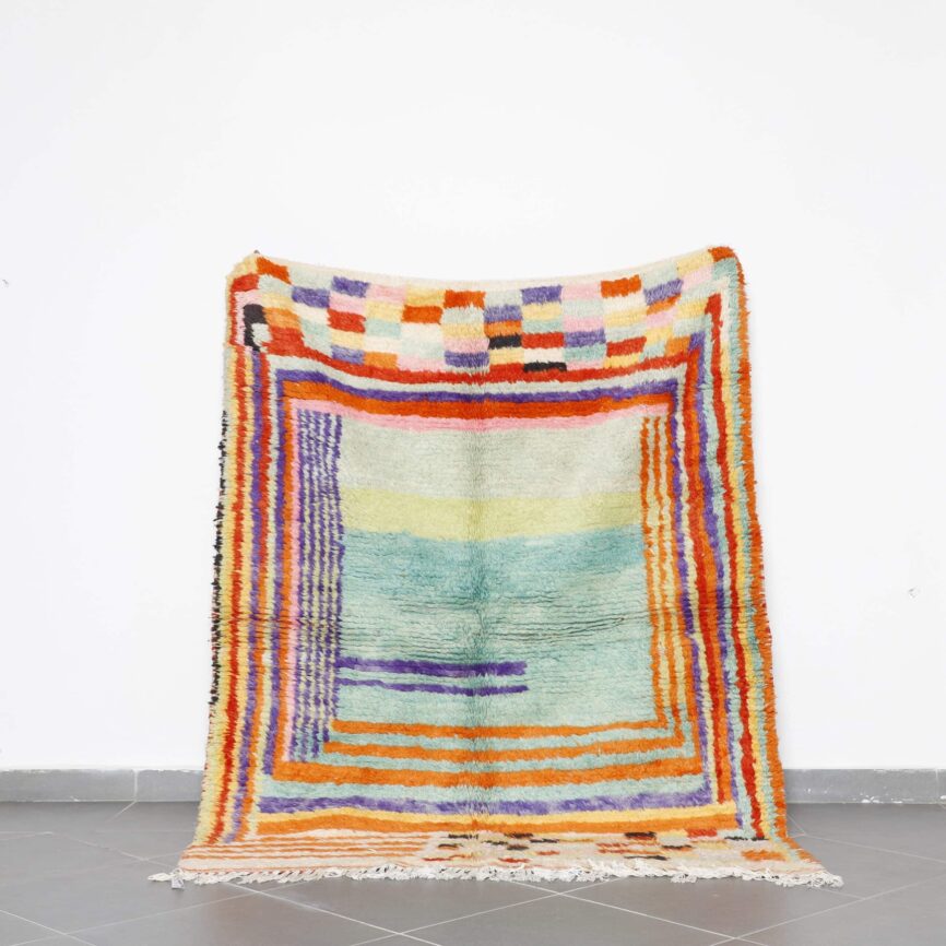 Colorful Boujaad Rug 6.6×5.1 Ft Handwoven Moroccan Wool