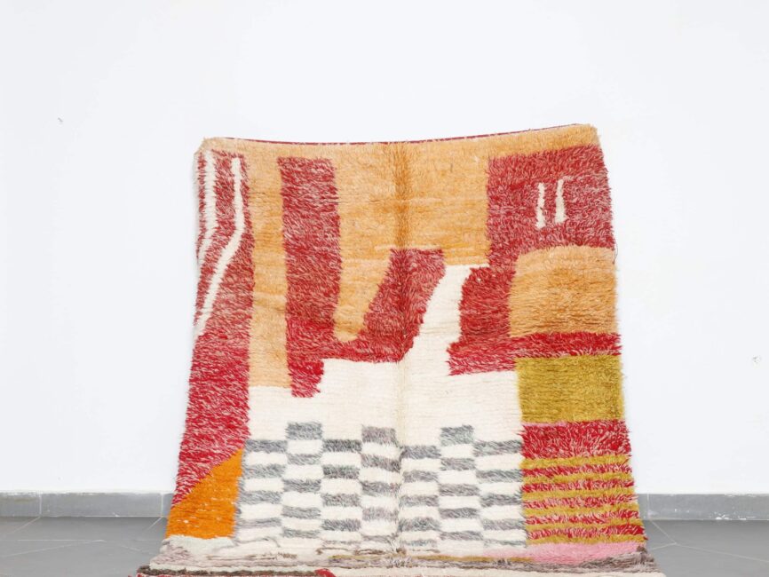 Colorful Boujaad Rug 6.7×5.4 ft Moroccan handmade