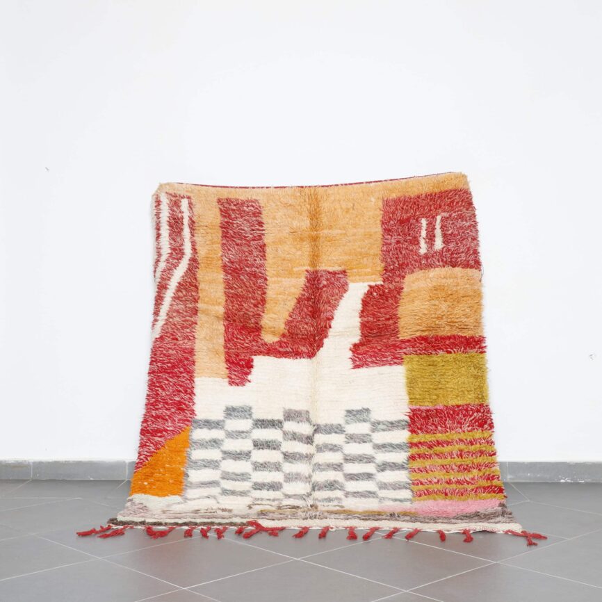 Colorful Boujaad Rug 6.7×5.4 ft Moroccan handmade