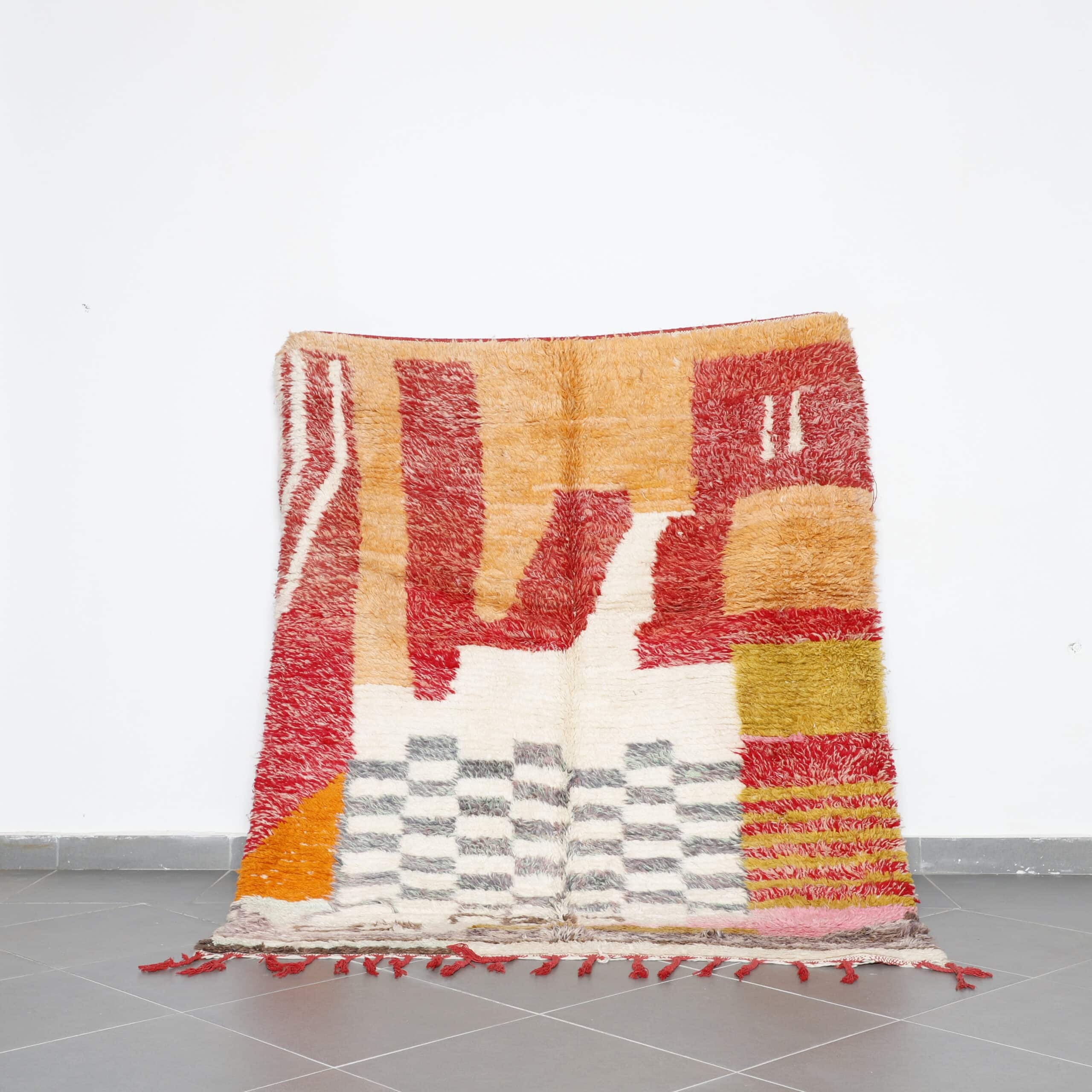 Colorful Boujaad Rug 6.7×5.4 ft Moroccan handmade